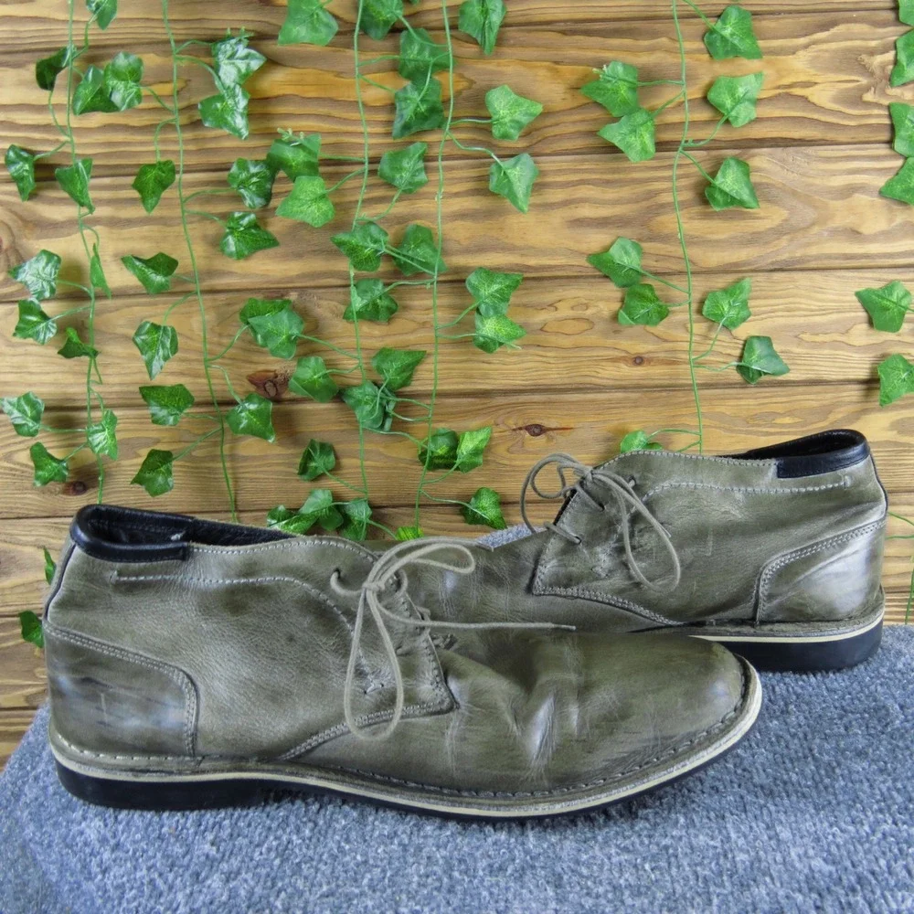 Steve Madden Hestonn 667 Men Gray Leather‎ Chukka Boots Size 11.5 Lace Up Casual
